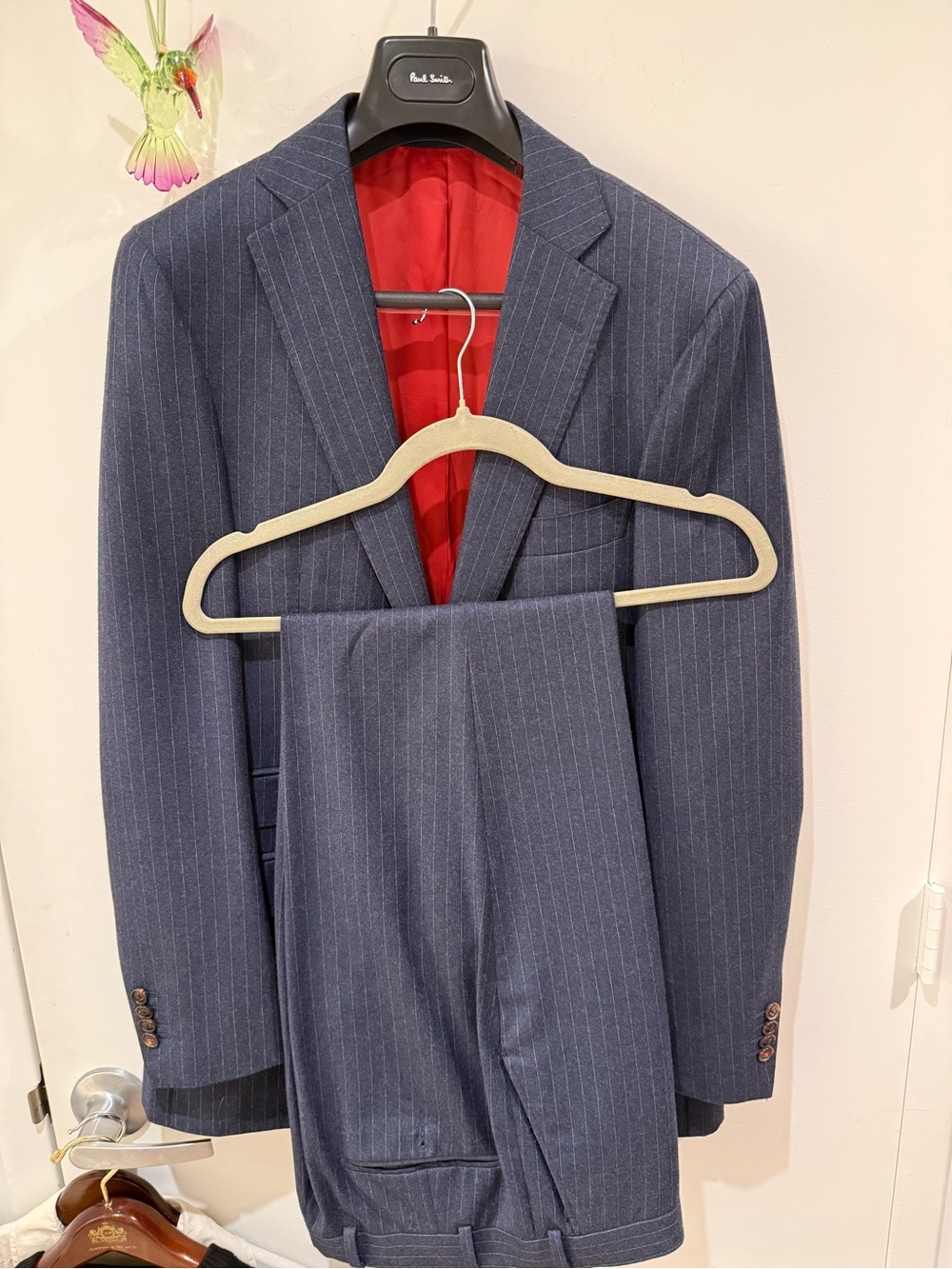Suitsupply Navy Pinstripe Suit with Red Lining (Two-Piece)